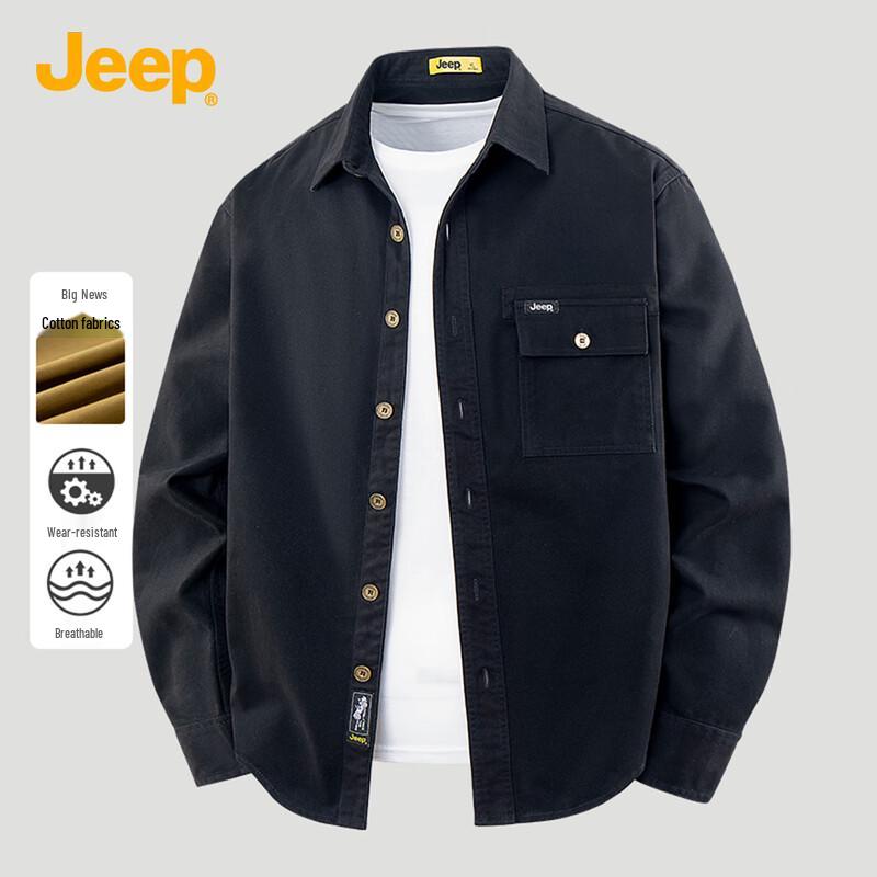 Jeep Мужская повседневная свободная рубашка с длинным рукавом