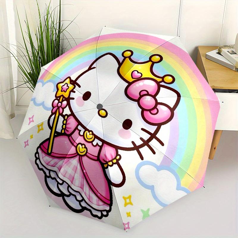 1pc Hello Kitty,Princess Automatic Umbrella-Foldable, Durable 8-Bone Design, Compact and Stylish, Great for Camping, Halloween, Christmas, M