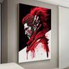 Японская девушка в стиле киберпанк, крутая поп-арт, печать плакатов, японский кроваво-красный самурай, холст, картина для гостиной, украшение для дома, картина без рамки