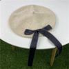 New Harajuku Bow Wool Beret Tide Ladies Autumn Winter Bud Painter Hat Versatile Black