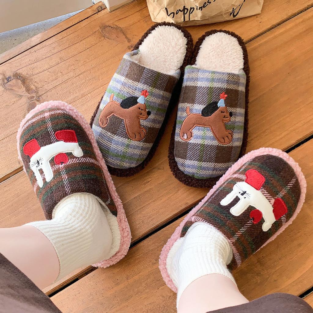 Non-slip and Antibacterial Cotton Slippers Autumn and Winter 2025 New Home Non-slip and Warm Couples Four-season Silent Slippers
