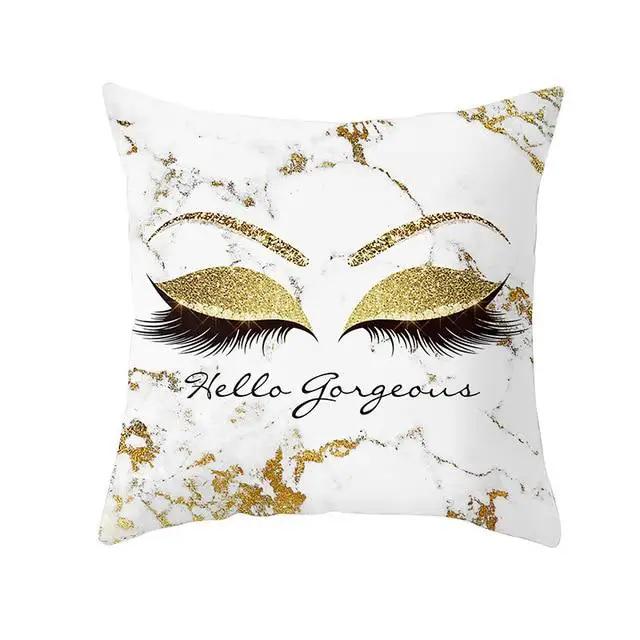 Juste de coussin en polyester avec cils, taie d'oreiller, décoration à la mode, canapé, maison