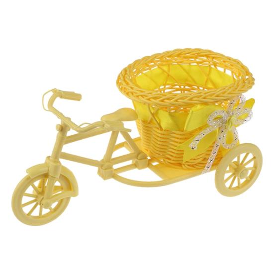 Bicycle Artificial Woven Flower Basket Tricycle Planter Large Capacity Multi-Function Decorative Nostalgic Plant Rack Flower Stand