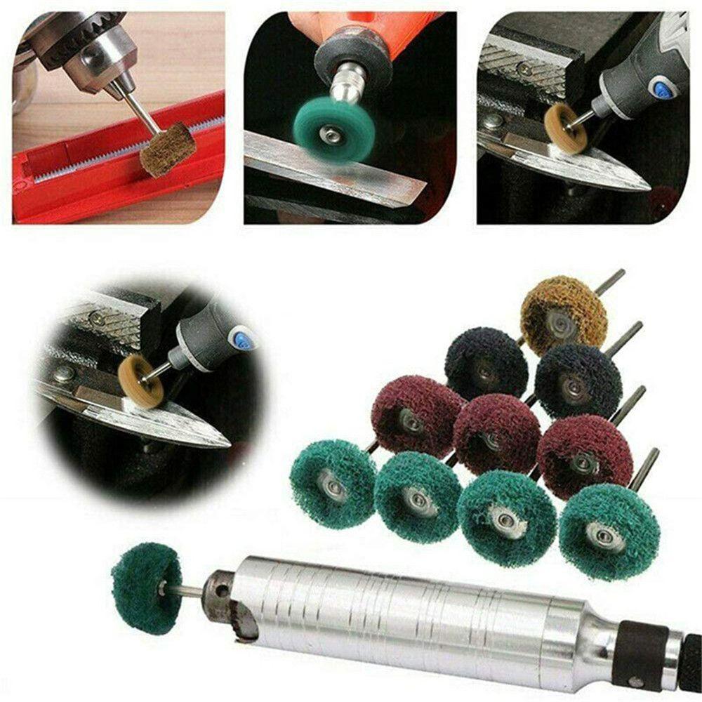 10pcs Abrasive Grinding Sanding with 3mm Shank Polishing Wheel Drill Abrasive Brush Nylon Buffing
