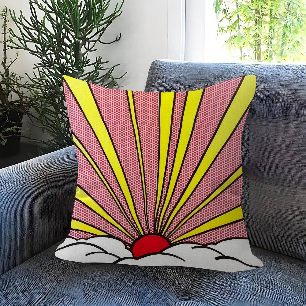 Roy Lichtenstein Pop Art Double-Sided Printed Pillow Cover Short Plush Suitable Living Rooms Bedrooms Sofas Throw Cushion Cover