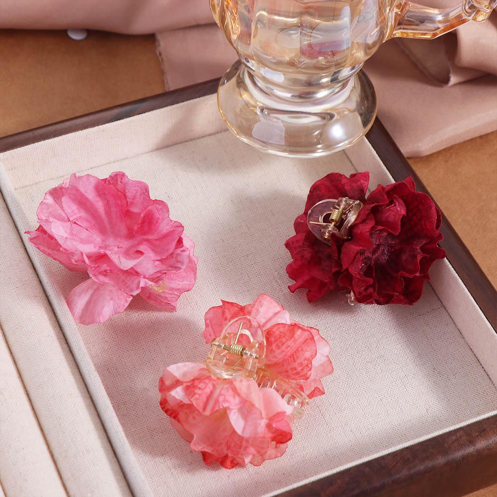 Cloth Flower Hair Claw Simulated Flower Hair Crab Clip Small Children Hair Catches Women