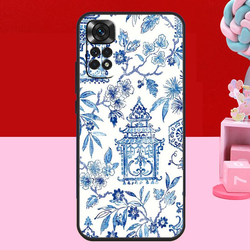 Сине-белый фарфоровый чехол для Xiaomi Redmi Note 14 13 12 11 10 15 Pro Plus Redmi 15 C 10C 12C 13C 14C Мягкая крышка