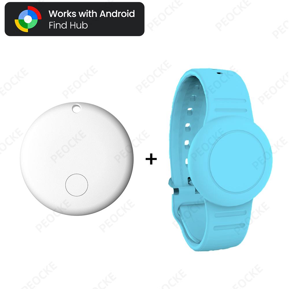 Умная метка местоположения Работает с Android Google Find Hub GPS-трекер от потери Bluetooth-локатор С регулируемым силиконовым браслетом