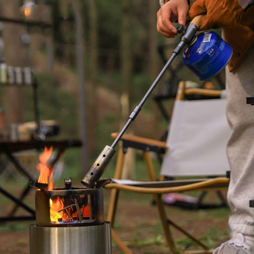 Timber Handle Long Flamethrower Three-stage Flame Lighter Fuel Burner Lighter Fire Starting
