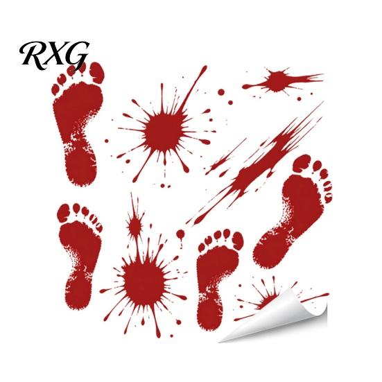 PVC Scary Footprint Decals Halloween Horror Stickers, with Spooky Handprints Footprints Printed, Self-adhesive Skeleton Wall Art Decals, for Party And
