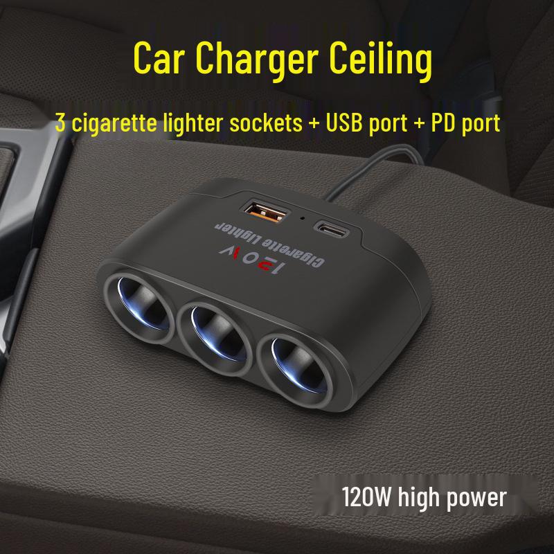 Автомобильное многопортовое зарядное устройство для прикуривателя с PD и USB для телефонов