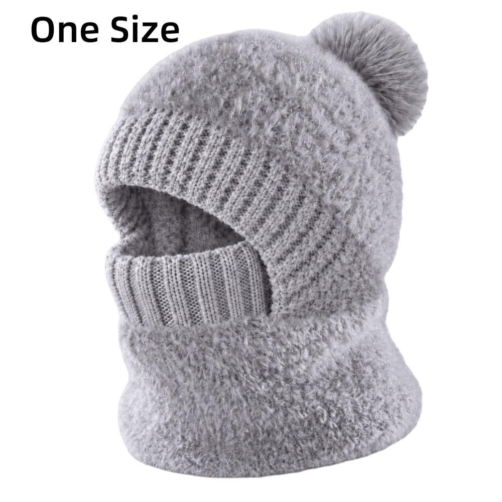 Fluffy Balaclava Hat Pom Pom Fleece Knit Beanie New Cycling Hood Women
