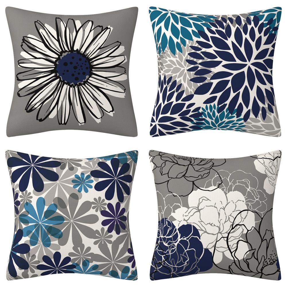 4Pcs/Set Throw Pillow Case Botanical 45*45Cm Square Cushion Cover Decorative Single-Sided Pillow Cover For Living Room Bedroom