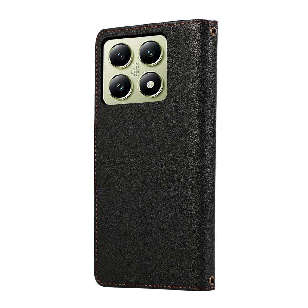 Чехол для Xiaomi 14T Pro, кожаный чехол для телефона на молнии с несколькими отделениями для карт и ремешком на запястье