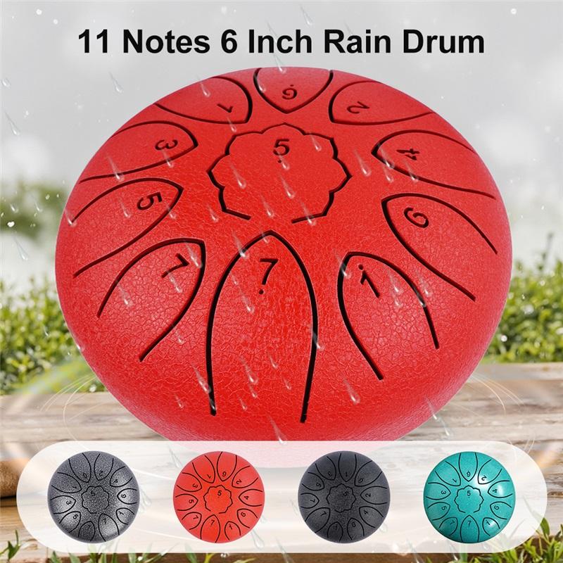 6" Steel Tongue Drum Gift Set 11-Note Rain Drum Sound Healing Instrument Yoga/Meditation/Anxiety Relief Tool