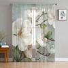 Идиллические белые цветы, винтажные фоновые прозрачные шторы для гостиной, спальни, детской комнаты, тюлевые занавески для окон