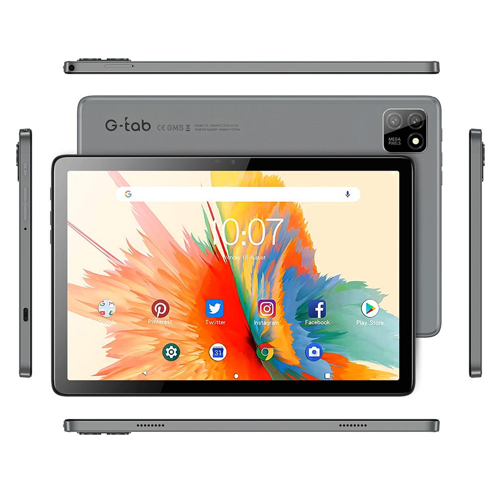 G-tab T11 Android 14 Tablet, 10.1 inch 1280*800 IPS Screen, Unisoc T606 8 Core Max 1.6GHz, 8GB RAM (4GB +4GB Expansion) 128GB ROM