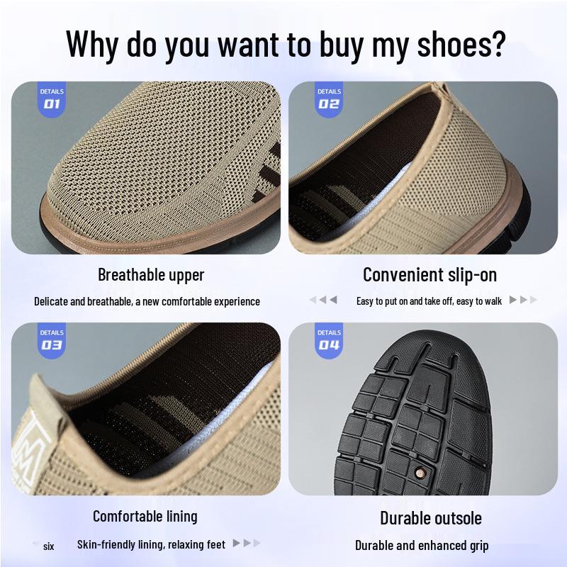 Мужские дышащие слипоны из материала Flyknit, больших размеров, устойчивые к запаху, в стиле «папа».