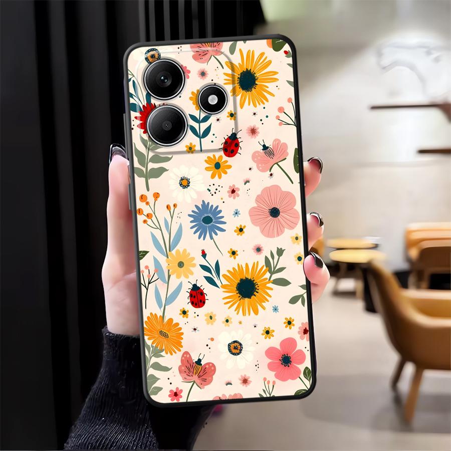 Чехол для Xiaomi Redmi Note 14 K80 10 12 11 13 Pro Plus A1 12C 13C A4 A5 A3 9 8 7 14C Чехол для телефона A2 K40 A1 Мультяшный Цветочный Арт