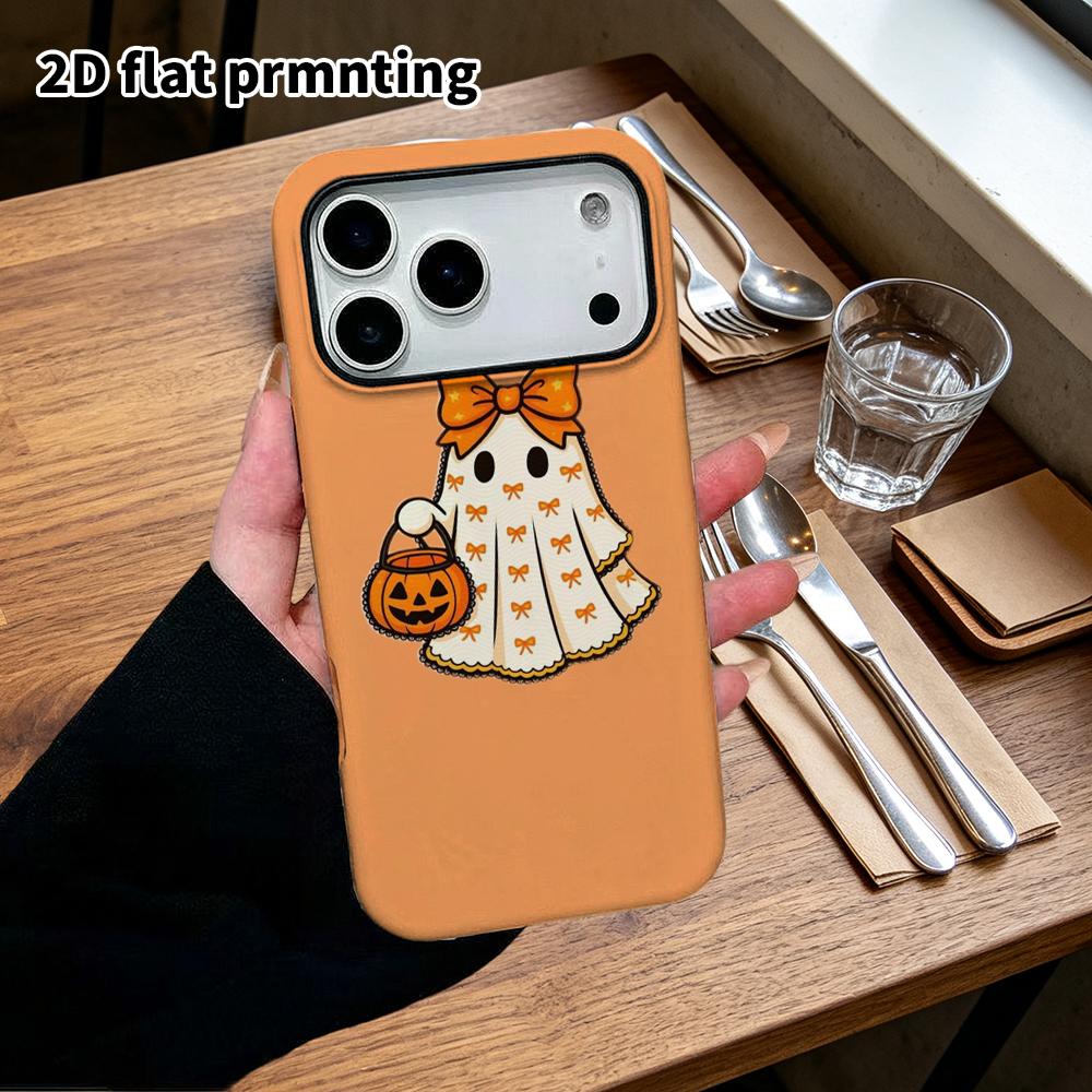 Phone Case: 2D flat design suitable for iPhone 18 17 16 15 14 13Pro film protective case, couple style, bow ghost, Christmas and Halloween gifts