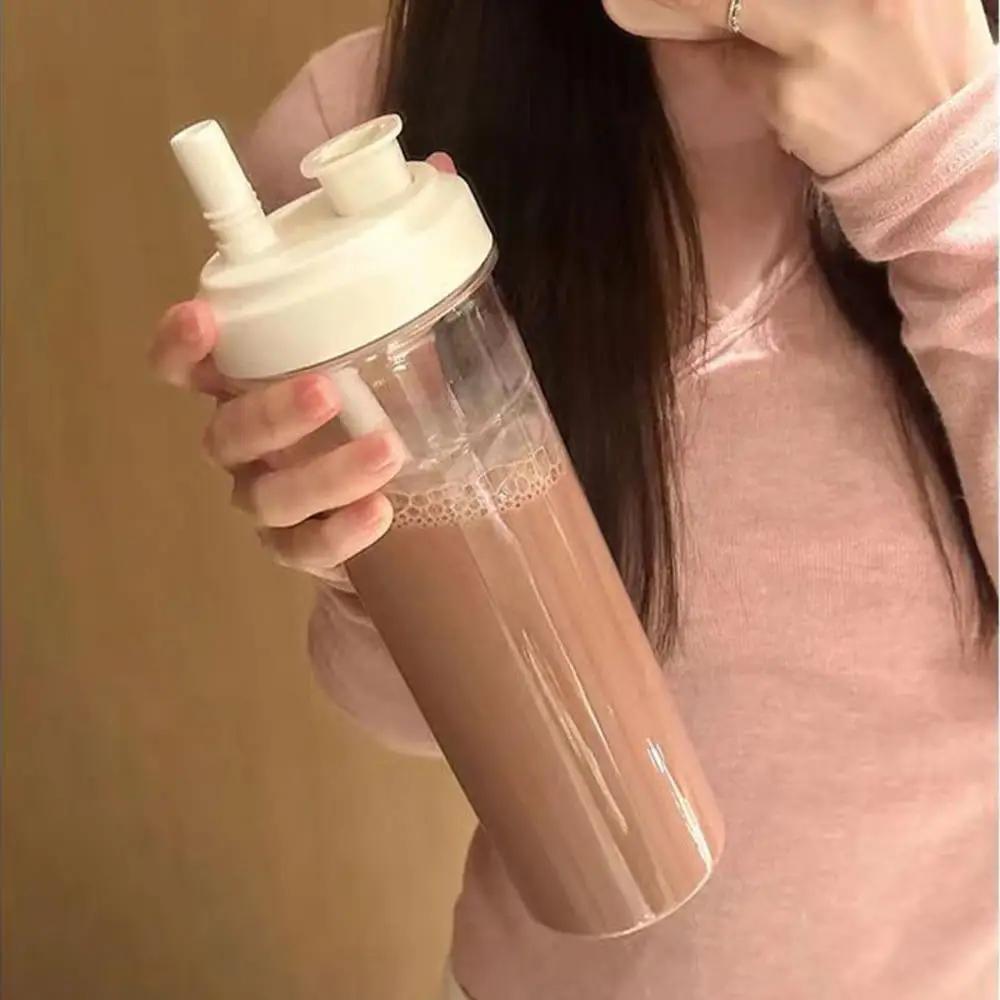 500/850 мл Пластиковые Портативные Чашки Для Пузыристого Чая Прозрачная Простая Бутылка Для Воды Дорожная Трубочка Чашка Для Сока Молока Кофе Напиток Чашка