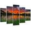 Five Piece Picture Canvas Print Sunset At the Lake
