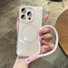 Luxury Wrist Strap Clear Color Magnetic Phone Case for iPhone 15 14 16 Plus 11 12 13 16 Pro Max Shockproof Transparent Cover