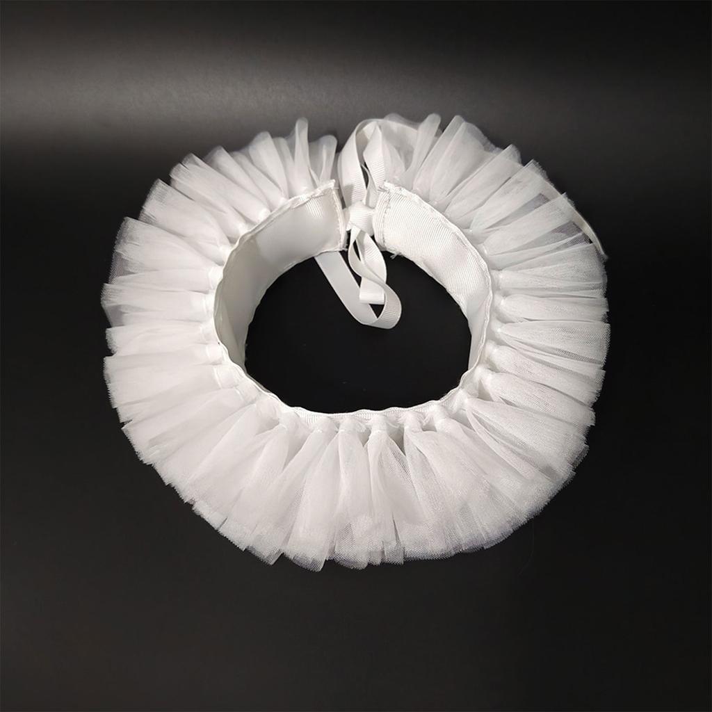 Layered Tulle Victorian Style Faux Collar Clown Choker Neck Ruff Costume Accessory For Halloween Themed Party Event