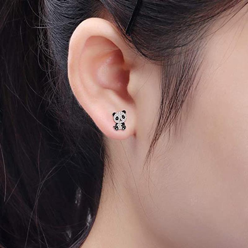Креативные и милые серьги-гвоздики с бантиком в виде панды для женщин, студентов, подарок на день рождения для подруги