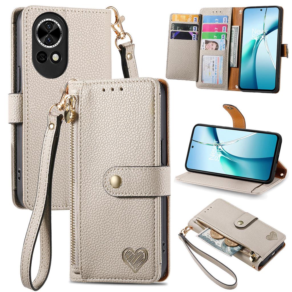 For Huawei nova 13 5G Case RFID Blocking Zipper Pocket Leather Wallet Phone Cover with Strap
