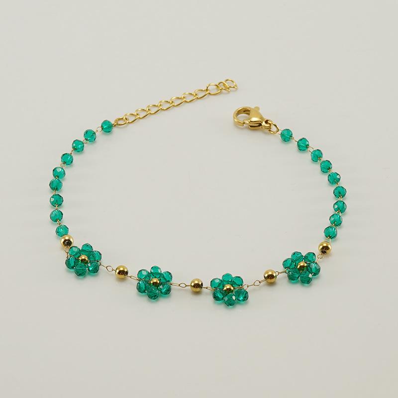 Нержавеющая сталь Новые серьги-цветы браслет ожерелье хрустальные бусины универсальные украшения в стиле бохо