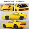 Игрушечная легкосплавная машинка Mazda RX-7 1/24 со звуком, светом и рулевым управлением — детская модель в подарок.