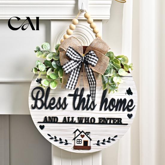 Seasonal Home Decor Wall Art Welcome Sign for Front Door Porch, Round Wooden Hanging Housewarming Gifts New Plaque, Rustic Farmhouse Hanger,