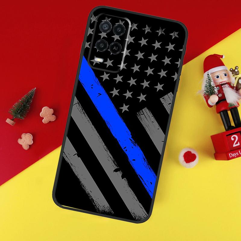 Тонкий чехол-флаг 'Синяя линия' в полицейском стиле для Oppo A94 A74 A54 A60 A40 A80 A16 A76 A96 A98 A58 A78 A18 A38 A57 A17 A15 A5 A6 Pro