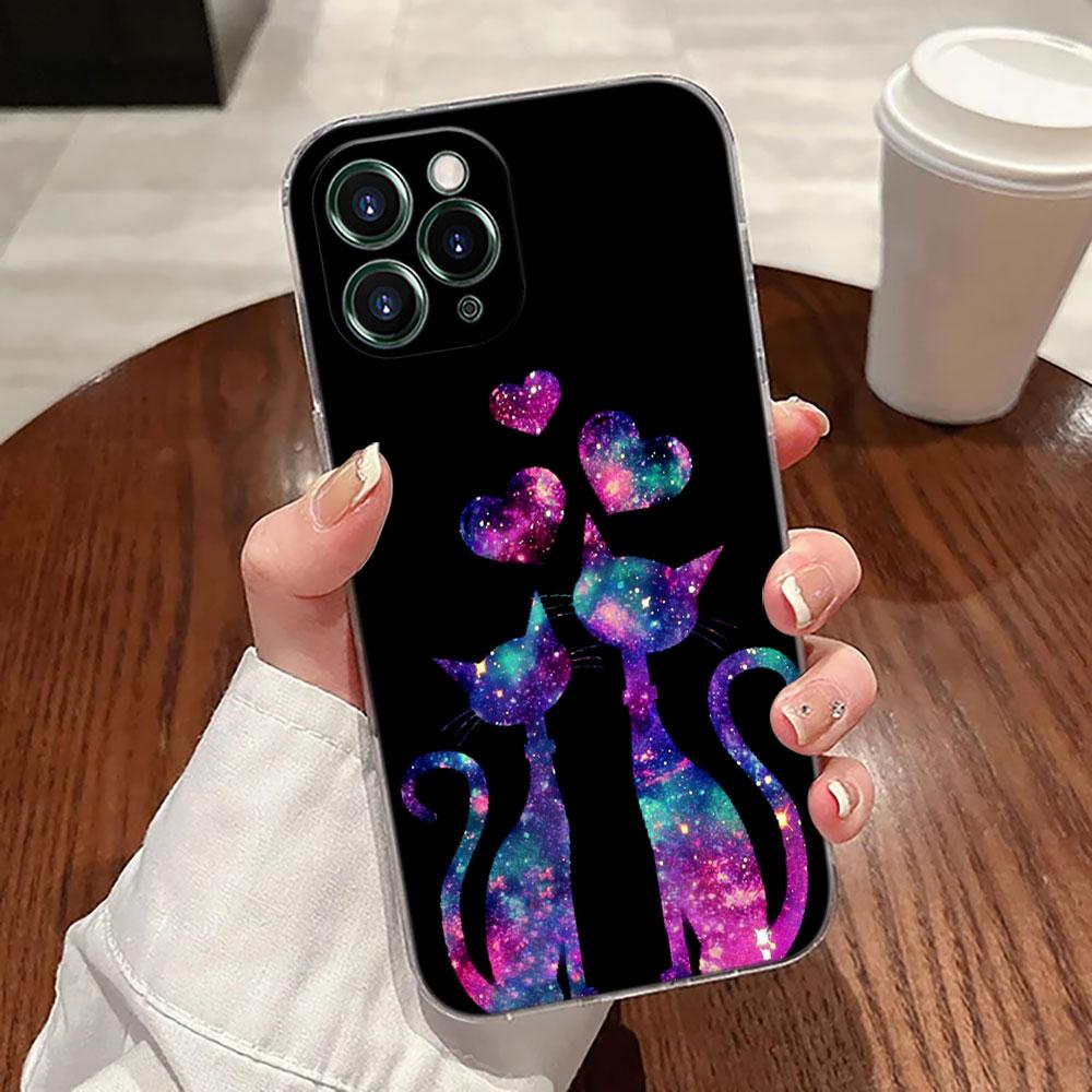 Забавный Милый Кот Линейный Рисунок Прозрачный Чехол Для Apple iPhone 17 16 15 14 13 12 11 Pro Max 16 Plus 16E 17Air 17Pro Чехол Для Телефона Funda