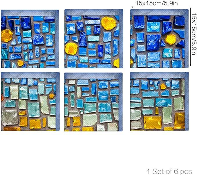 Стереоскопическая синяя мозаика DIY наклейка для ванны Нескользящая Водонепроницаемая 3D-эффект Самоклеящаяся наклейка для ванной комнаты ПВХ Съемная декоративная роспись