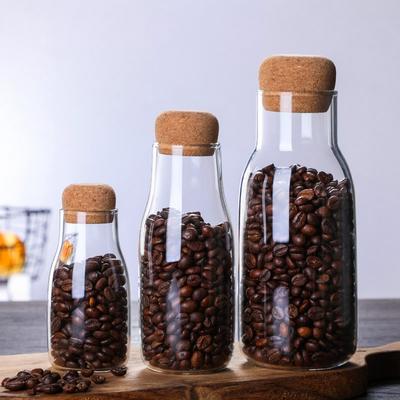 Прозрачная стеклянная банка для хранения с пробковой крышкой, герметичная бутылка для чая, банка для хлопьев, кофейных зерен, емкость для хранения хлопьев, бутылка для сока и молока