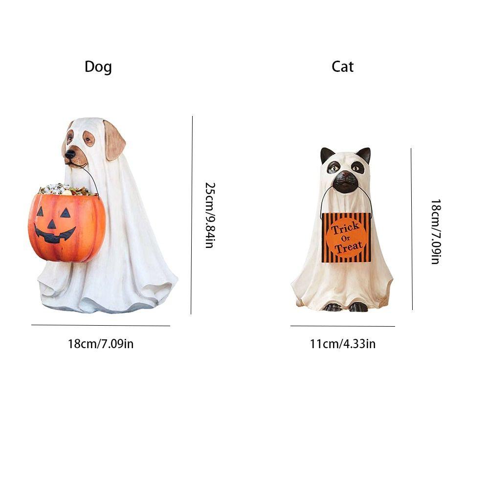 Resin Halloween Dog Elf Candy Bowl Cat Snack Storage Props Sweets Holder Christmas