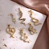 Spring And Summer Electroplated Alloy Earrings Diy Snake Ear Buckle Earrings, Inlaid With Haoshi Diamond Earrings Accessories
