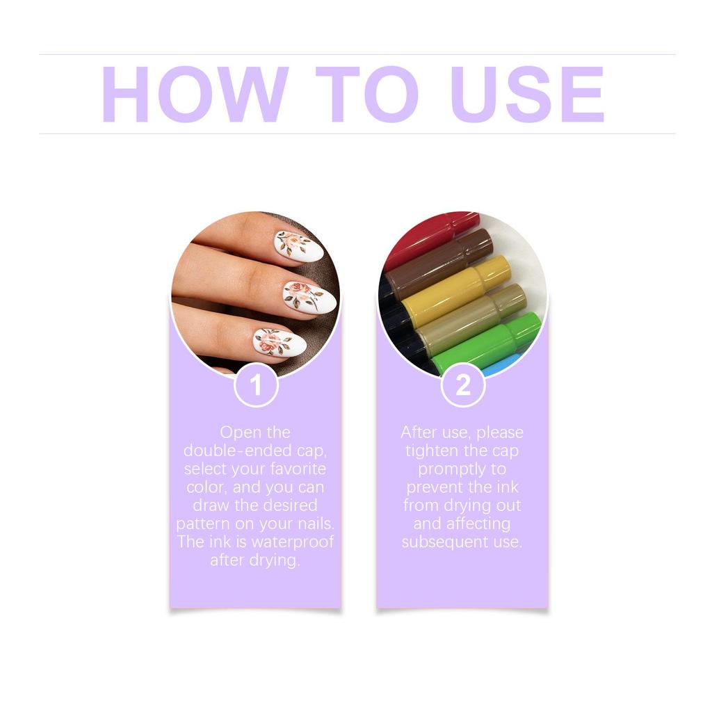 Nymixa Multi-Color Double-Ended Nail Art Pen Set - DIY Tools for Easy, Vibrant Outlining and Painting.