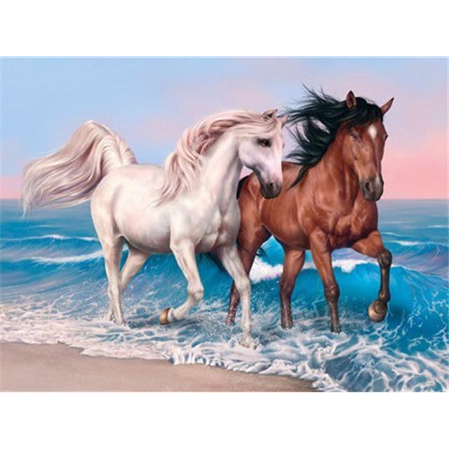 5D Diamond Painting Cross Stitch Horse Full Round Diamond Embroidery Animals Picture