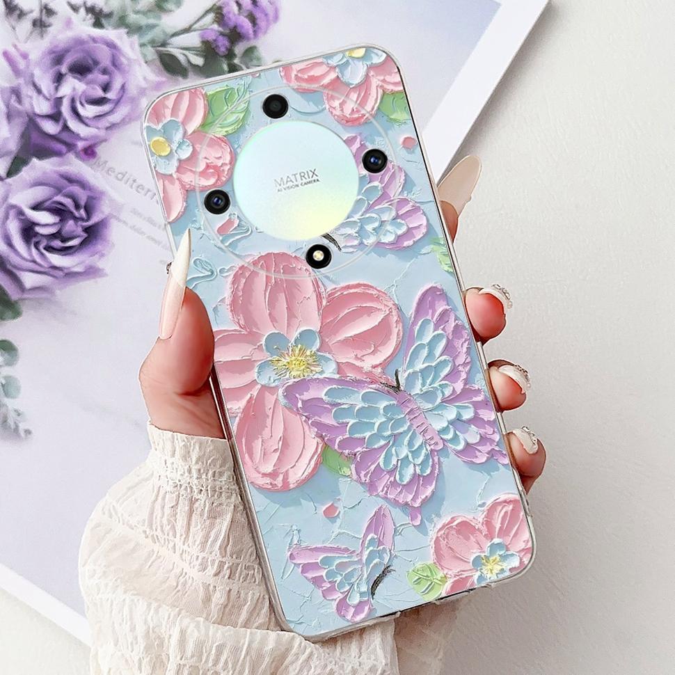 Чехол для Honor X9b 5G Цветок Бабочка Расписной Чехол Мягкий Силиконовый Корпус Для Honor X9 X9 b HonorX9b 5G Чехол для Телефона