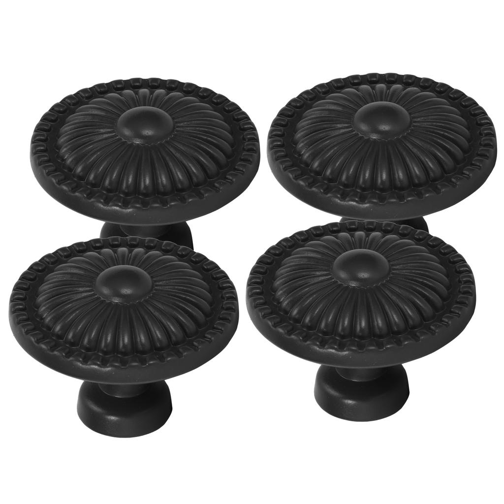 4 Sets Zinc Alloy Handle Single Hole Round Doorknob for Wardrobe Kitchen Cupboard388 Black