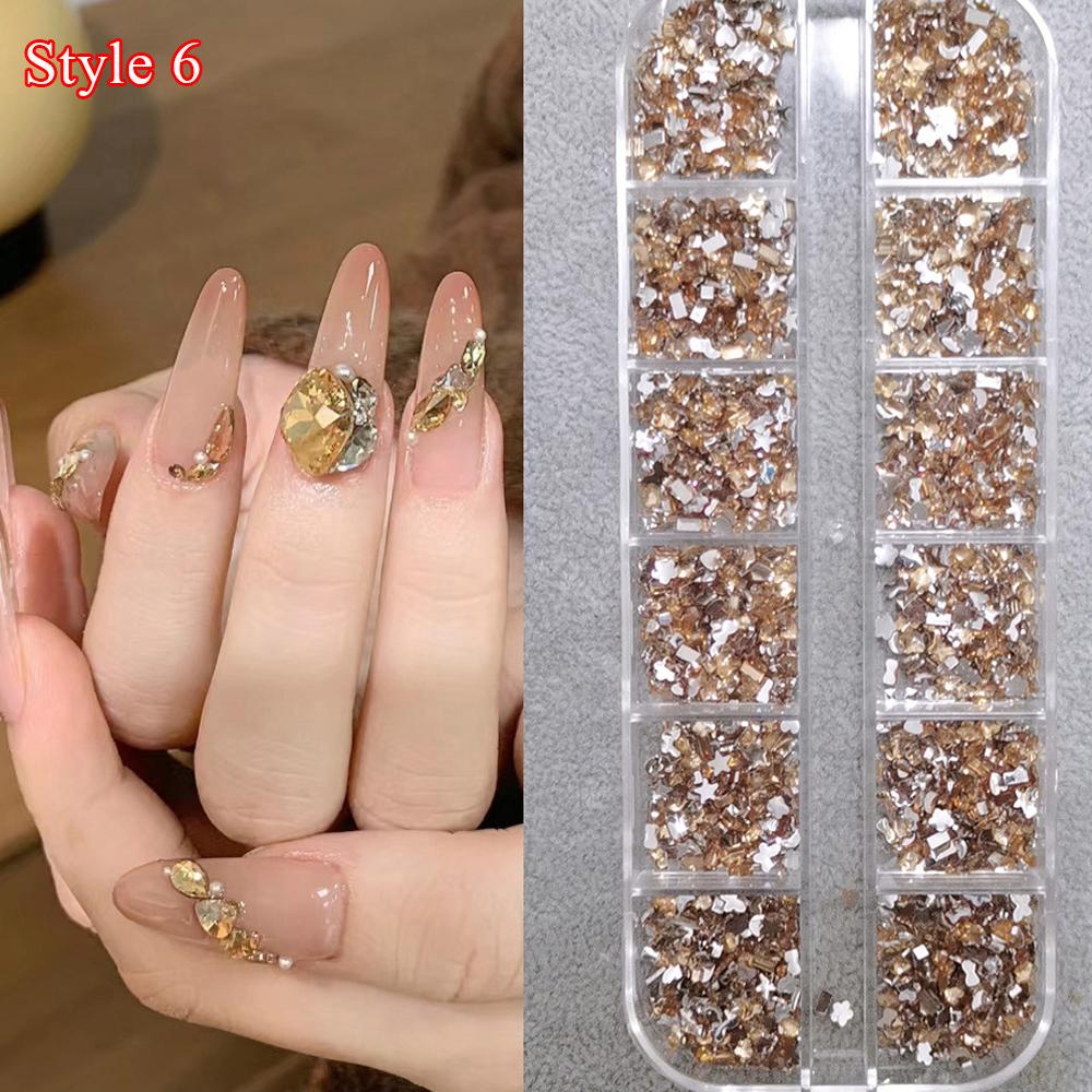 Mix 3D Nail Rhinestones 12 Grids Crystal Diamonds For Nail Art Mini Glitter Diamonds Decorative DIY Nail Art Accessories