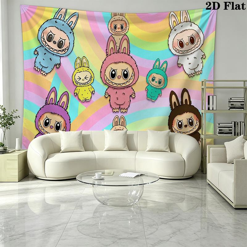 Kawaii Bubu Wall Tapestry Aesthetic Wall Hanging Printed Fabric Blanket Decorative Tapestries for Bedroom Living Room Home Decor