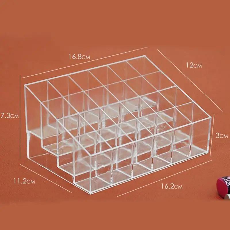 Clear Acrylic 24 Grid Makeup Organizer Storage Box Lipstick Nail Polish Display Stand Holder Cosmetic Jewelry Organizer Box Case