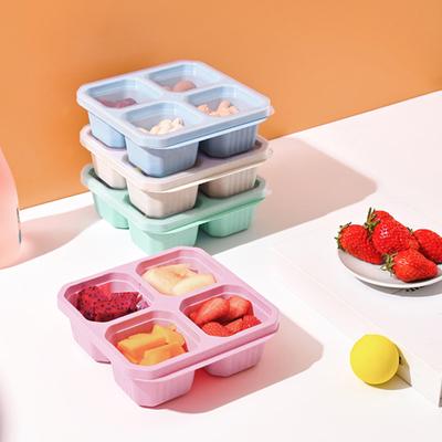 4 шт. коробки для закусок с 4 отделениями, многоразовые контейнеры для закусок с легко открывающейся крышкой для детей и взрослых, штабелируемые контейнеры для хранения еды для школы, дома, путешествий