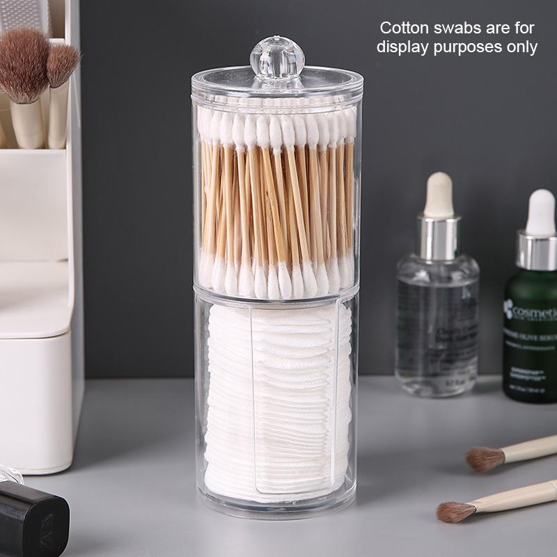 Transparent Cotton Swab Makeup Pad Dispenser Storage Box Multifunctional Bathroom Cosmetics Storage Box Cotton Round Holders