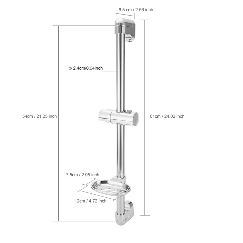 Stainless Steel Lifting Handhold Shower Head Holder Bracket with Soap Box G1/2