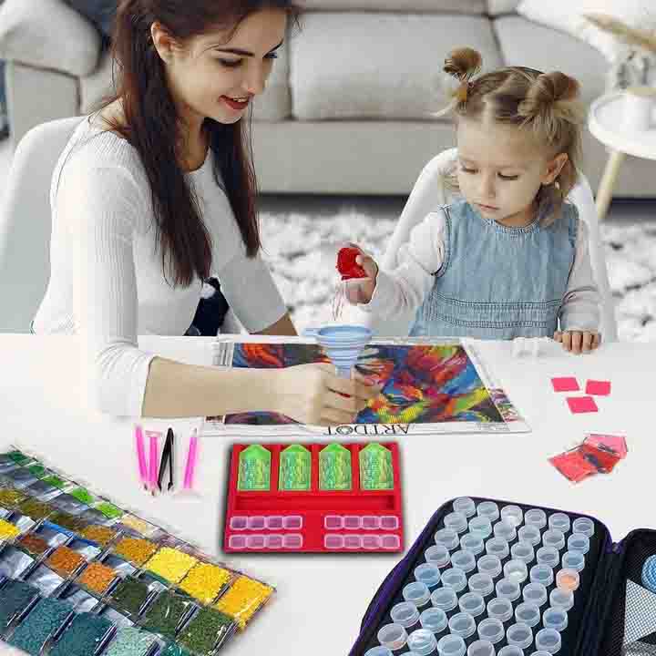 Diamond Painting Tray Organizer with 16 Storage Boxes & 4 Drill Trays – Non-Slip